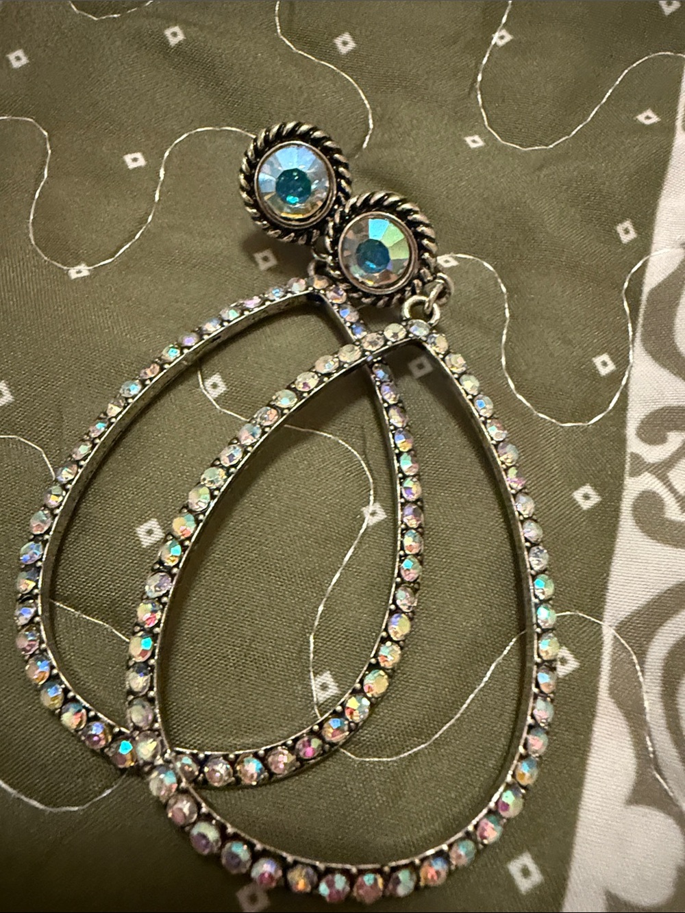 Aurora BorealisTeardrop Hoop Earrings - Iridescent- not heavy!